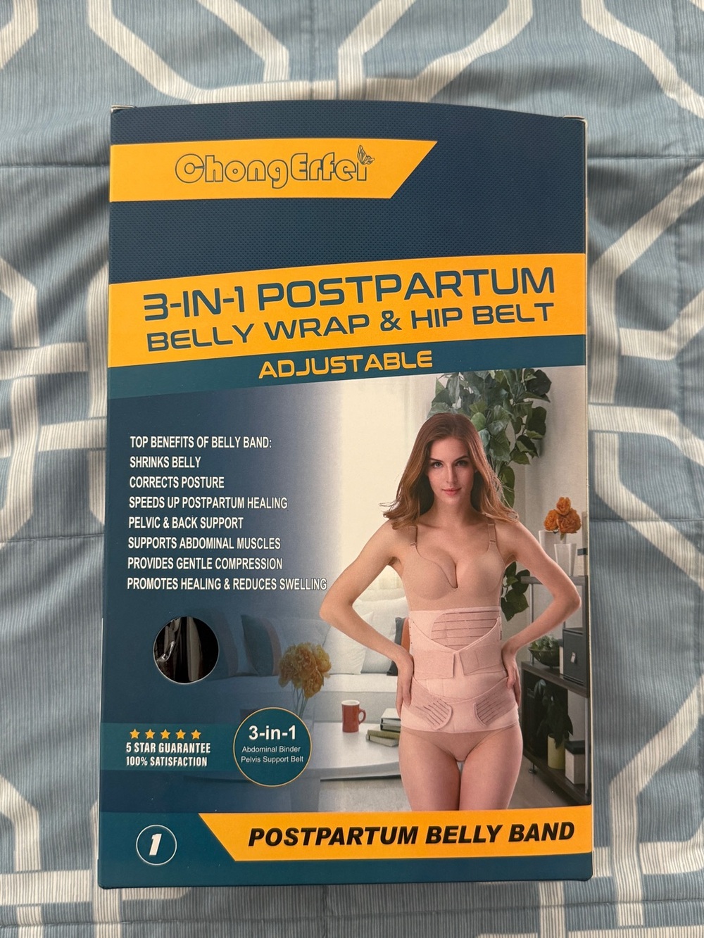 3-in-1 Adjustable Belly Band in black, size L